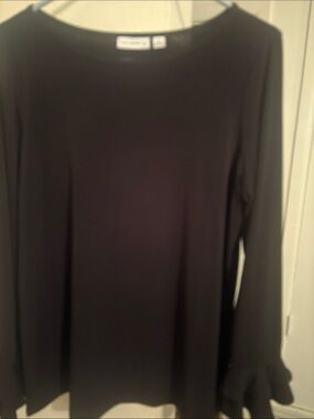 Susan Graver Black Long-Sleeve Ruffle Cuff Tee
